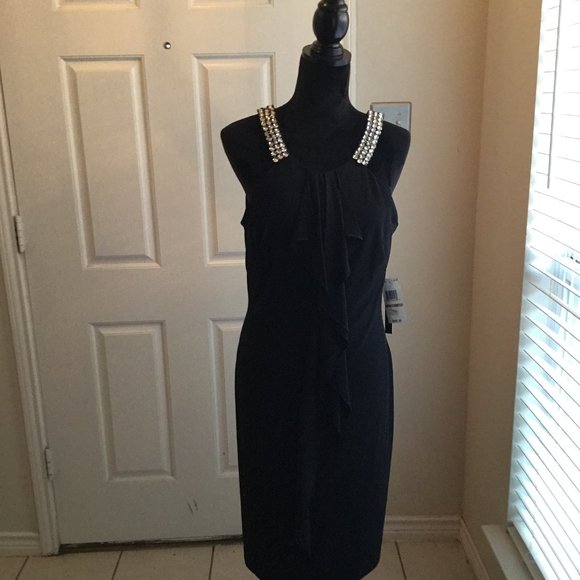 David Meister Dresses & Skirts - DAVID MEISTER  Black Sleeveless Rhinestone Studded Straps